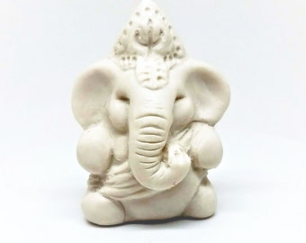 Ganesha Creamy White Ceramic Elephant God Miniature Ganesh Hindu Porcelain Figurine Art Sculpture