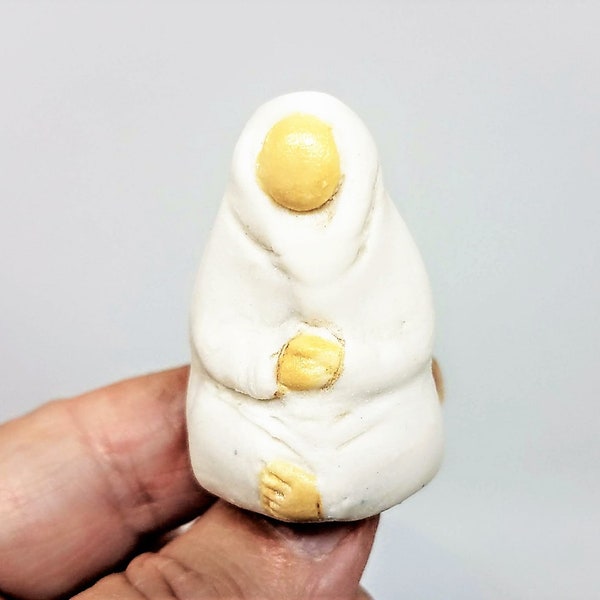 Meditating Monks Miniature Art Sculpture Figurines Handmade