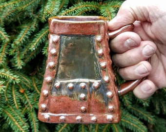 Large Metallic Steampunk Ceramic Pottery Rustic Coffee Mug Handmade Ceramic