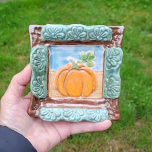 Pumpkin Decor Autumn Fall Trinket Dish or Spoon Rest Ceramic