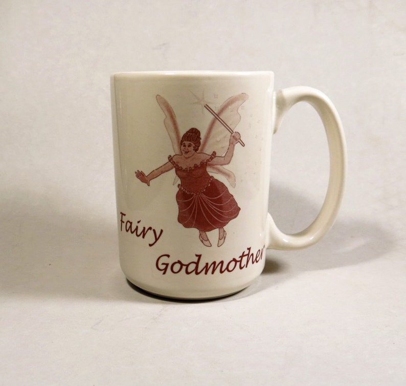 UPCYCLED Fairy Godmother Coffee Mug Large 13 Oz White Tea Coffee or Beverage Cup image 1