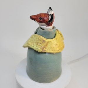 Fox Sculpture Jar Anthropomorphic Ceramic Zoomorphic Vessel image 7