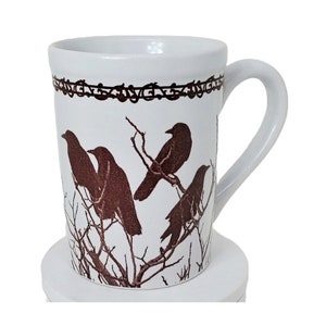 UPCYCLED Raven Mug Ceramic Crow Coffee Cup