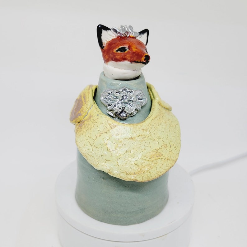 Fox Sculpture Jar Anthropomorphic Ceramic Zoomorphic Vessel image 5