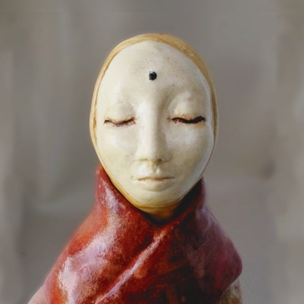 RESERVED FOR RACHEL - Buddhist Monk/Nun Figurative Sculpture -  Ceramic Walking Meditation Buddha Jar Original Art by Jill Taylor
