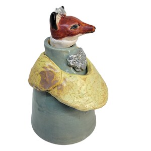 Fox Sculpture Jar Anthropomorphic Ceramic Zoomorphic Vessel image 2