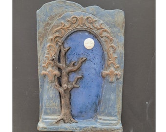 Tree Gate Original Unique Terracotta Stoneware Sculpture Wall Hanging Fine Art Ceramic