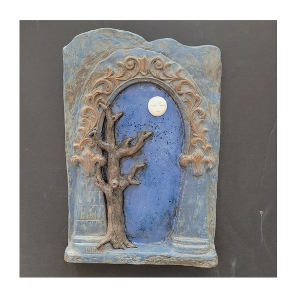 Tree Gate Original Unique Terracotta Stoneware Sculpture Wall Hanging Fine Art Ceramic