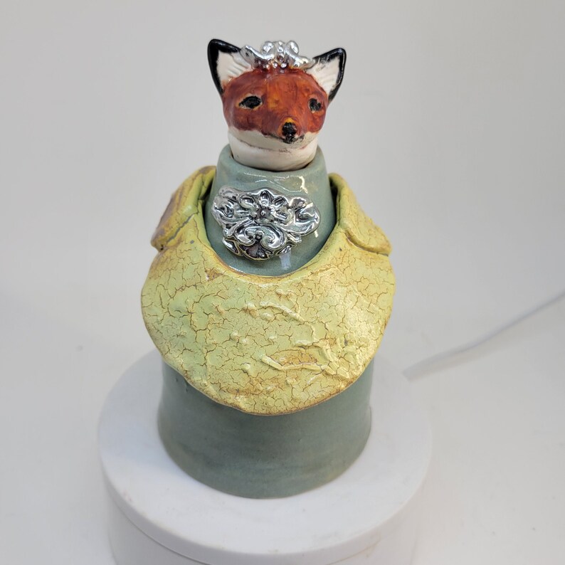 Fox Sculpture Jar Anthropomorphic Ceramic Zoomorphic Vessel image 9