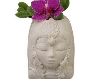 White Goddess Decor Miniature Wall Pocket Vase Sculpture Ceramic Porcelain Garden Art Planter Original