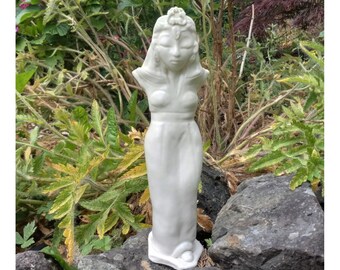 Porcelain Lady Vase Statue Ceramic Figurative Modern Art Decor Sculpture with Headdress