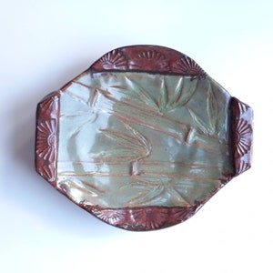 Ceramic Bamboo Motif Platter, Sushi Plate or Tile Wall Hanging image 3