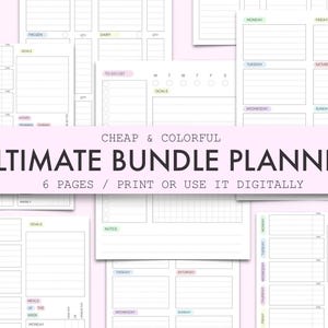 ULTIMATE BUNDLE PLANNER,  Planners pack, Grocery and To do list, Meal and Exercice planner, Week planner, Organize, It girl, Cheap, Package.