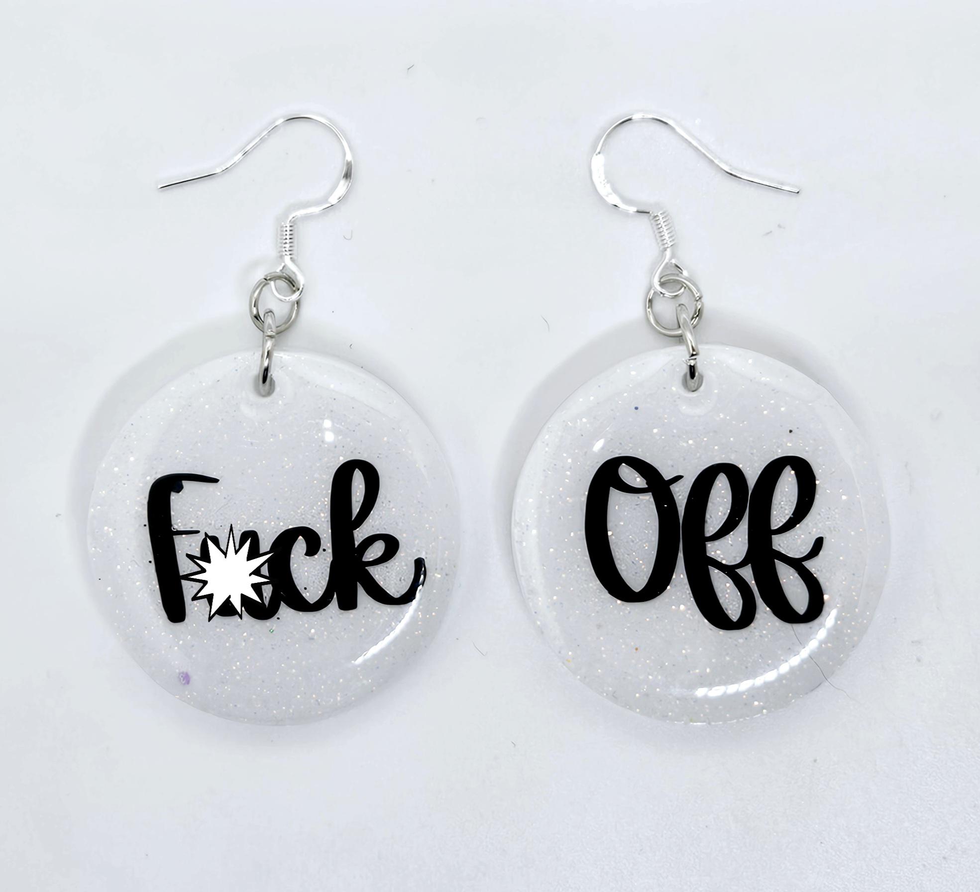 Edgy Fuck Off Earrings - Resin - Handcrafted - Mature