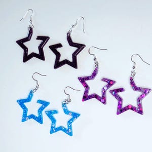 Glamorous Star Dangle Earring - Handcrafted - Resin - Color Variety