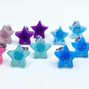 Petite Star Stud Earrings - Resin - Handcrafted