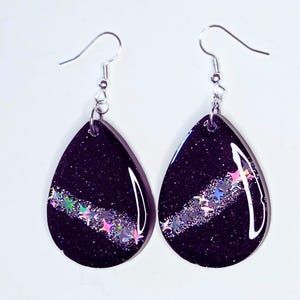Galaxy Resin Earrings - Teardrop - Handcrafted