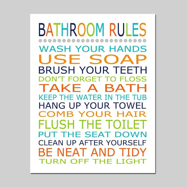 Bathroom Rules Sign - Etsy
