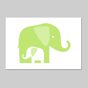 Modern Elephant Nursery Art Elephant Nursery Decor Mommy and Baby Elephants Print or Elephant Canvas Art Elephant Wall Art Neutral sprout green