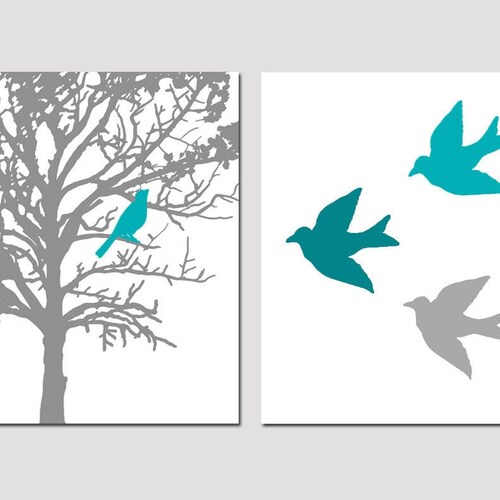 Set of Two 8x10 Prints Birds and Trees Perfect for - Etsy