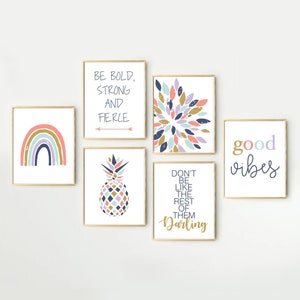 Modern Teen Girl Room Decor Aesthetic, Teenage Girl Room Decor, Tween Girl Room Decor, Teen Girl Bedroom Decor, Set of 6 PRINTS OR CANVAS