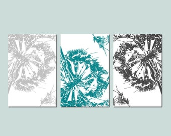 Dandelion Wall Art, Dandelion Decor, Dandelion Art, Set of 3 Dandelion Prints or Dandelion Canvas Art, Modern Floral Art CHOOSE YOUR COLORS