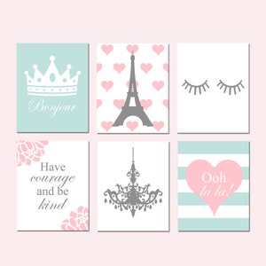 Paris Wall Art Paris Bedroom Decor Paris Girl Room Decor Paris Decor Paris Girl Decor Paris Bedroom Art Set of 6 Prints or Paris Canvas Art