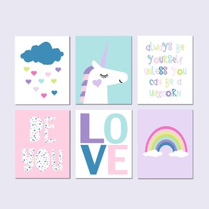 Unicorn Room Decor Unicorn Wall Art, Unicorn Bedroom Art Unicorn Wall Decor, Unicorn Art Prints, Unicorn Decor, Set of 6 Unicorn Canvas Art