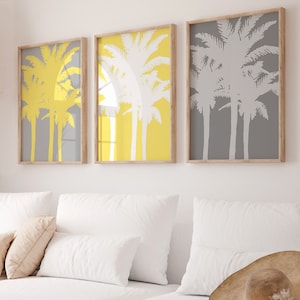 Modern Palm Tree Art, Palm Tree Wall Art, Palm Tree Decor, Modern Tropical Decor, Set of 3 Palm Tree Prints or Three Palm Tree Canvas Art