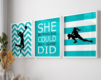 Girls Volleyball Decor, Girls Sports Decor, Volleyball Wall Art for Girl Room Decor, Quotes for Girls, Set of 3 Volleyball PRINTS OR CANVAS