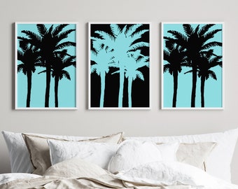 Palm Wall Art, Palm Tree Wall Art, Palm Prints, Tropical Prints, Modern Tropical Art, Set of 3 Palm Tree Prints or Palm Tree Canvas Art