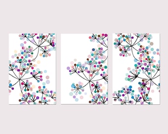 Teen Girl Bedroom Decor, Teen Girl Room Decor, Modern Canvas Art, Girl Dorm Decor, Colorful Wall Art, Set of 3 Modern Art PRINTS OR CANVAS