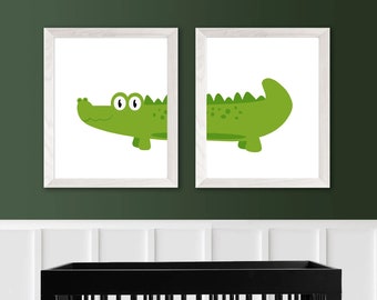 Alligator Art Nursery Alligator Pictures for Nursery, Kids Alligator Wall Art, Alligator Nursery Art, Set of 2 Alligator Prints or Canvas