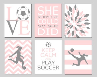 Girls Soccer Decor Etsy