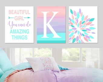 Tween Girl Bedroom Decor, Inspiring Quotes for Girl Room Decor, Teen Girl Room Decor, Ombre Wall Art for Girls, Set of 3 Prints or Canvas