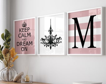 Teen Girl Room Decor, Gift for Tween Girl Bedroom Decor Mauve Blush, Girls Dorm Decor, Inspiring Quotes for Girls, Set of 3 PRINTS OR CANVAS