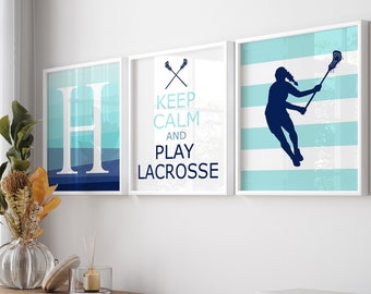 Lacrosse Wall Art for Girls Room Decor, Girls Lacrosse Gift, Girls Sports Decor, Girls Lacrosse Art, Set of 3 Lacrosse PRINTS OR CANVAS