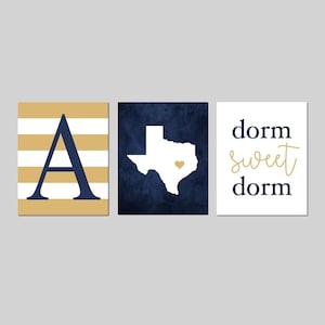 Dorm Room Decor, Dorm Sweet Dorm, Dorm Decor, College Dorm Decor, Dorm Decor for Girls Dorm Wall Art - Set of 3 CANVAS OR PRINTS - Dorm Art