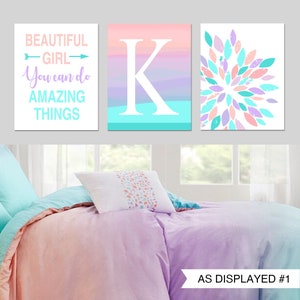 Tween Girl Bedroom Decor, Inspiring Quotes for Girl Room Decor, Teen Girl Room Decor, Ombre Wall Art for Girls, Set of 3 Prints or Canvas As displayed #1