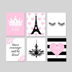 Paris Wall Art for Girl Room Decor, Pink Paris Wall Decor, Girl Bedroom Decor Paris Bedroom Decor for Girls, Set of 6 Paris PRINTS OR CANVAS