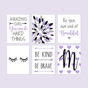 Tween Girl Room Decor, Teen Girl Bedroom Decor, Purple Room Decor for Girls, Inspiring Quotes for Girls Room, Set of 6 Teen Prints or Canvas