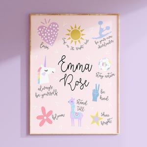 Little Girl Bedroom Decor, Personalized Affirmations for Girls Wall Art, Gift for Young Girl, Quotes for Girls Affirmations PRINT OR CANVAS
