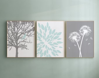 Nature Wall Art, Set of 3 Nature Prints, Bird Decor Guest Bedroom Decor, Floral Art Set, Dandelion Art, Adult Bedroom Decor PRINTS OR CANVAS