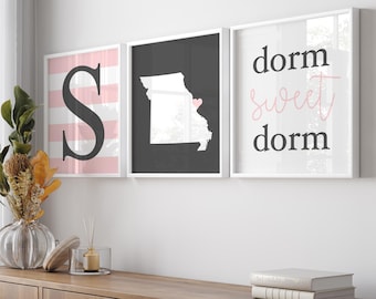 Studentrum Söt Studentrum, Studentrumsdekor, Studentstudentdekor Tjejstudentdekor, Studentrumsväggkonst, Studentrumsaffischer - Set med 3 tryck eller canvastavlor för studentrum