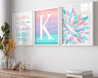 Tween Girl Bedroom Decor, Inspiring Quotes for Girl Room Decor, Teen Girl Room Decor, Ombre Wall Art for Girls, Set of 3 Prints or Canvas
