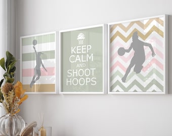 Girls Basketball Decor, Basketball Art for Girl Room Decor, Tween Girl Sports Decor Basketball, Set of 3 Girls Basketball PRINTS OR CANVAS