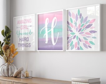 Tween Room Decor, Teen Girl Wall Art Personalized, Girls Bedroom Decor Quotes, Set of 3 Prints or Canvas