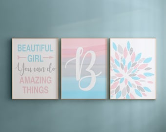 Teen Girl Room Decor Ombre, Tween Girl Room Decor, Inspiring Quotes for Girls Bedroom Decor, Set of 3 Prints or Canvas