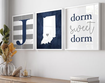 College Decor, College Dorm Decor, College Dorm Wall Decor, Dorm Sweet Dorm, Dorm Decor Girl - Set of 3 Dorm PRINTS OR CANVAS Art for Dorm