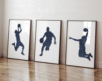 Boys Basketball Decor, Basketball Wall Art for Boys Room, Teenage Boy Room Decor, Boys Basketball Art, Set of 3 Basketball PRINTS OR CANVAS